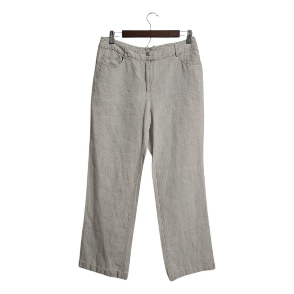 Eileen Fisher Mid-Rise Lightweight Linen Straight Leg Ankle Pants Sz S